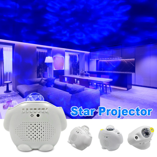 (Vit) Stjärnprojektor, 4 i 1 Dynamisk LED-projektor, 32 Pro