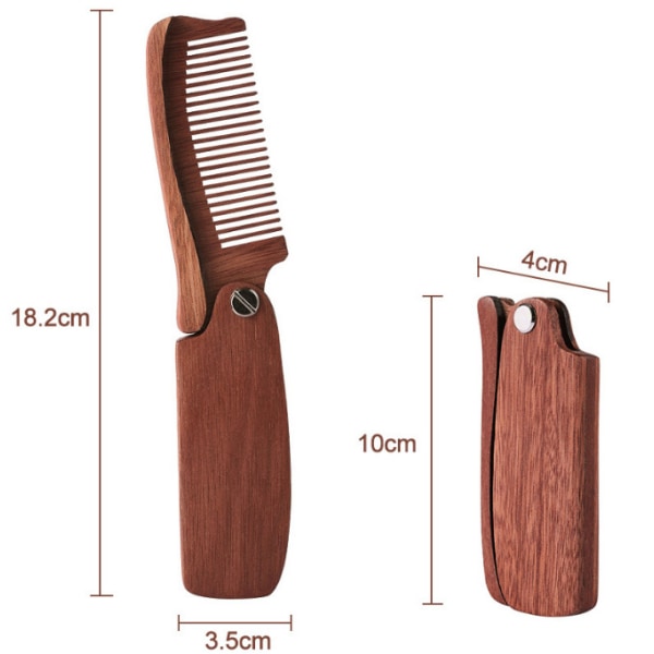 #1 Folding Comb Sandalwood Pocket Comb Automatisk Hårkam med Fjær #