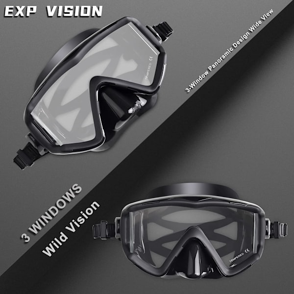 Vuxen Dykmask - Härdat Glas Dykmask - Anti-Dimma Dykning