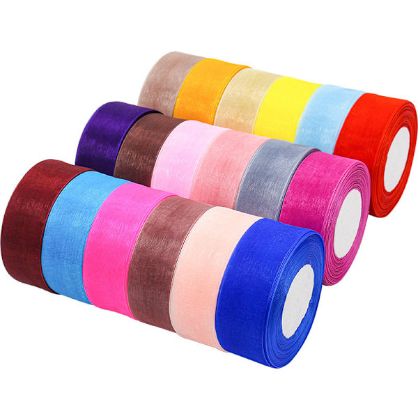 1 Rulle Sheer Chiffon Bånd til Gaveæskeemballage Bryllupsgave