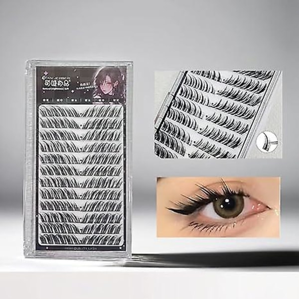 Fox-eye Løsvipper Individuelle Vipper, Gjenbrukbare Vippe Extensions Svarte Syntetiske C-curl Løsvipper