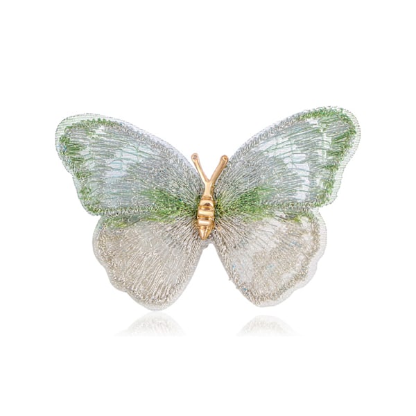 #1 stk. let lys luksus retro broderet sommerfugl broche, grøn#