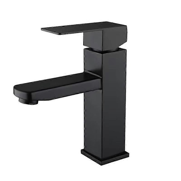 Svart Tvättställsblandare, Svart Badrumsblandare med Kallt och Varmt Vatten Tillgängligt, Högkvalitativ Tvättställsblandare i Rostfritt Stål, Elegant Design Badrumsblandare