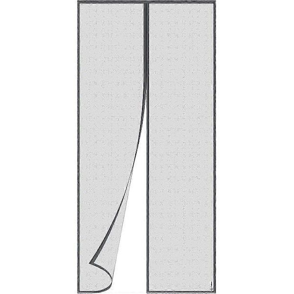 Myggnät Magnetisk Dörr 91 x 208 cm Myggnätsgardin Svart Magnetisk (grå, 90x210 cm)