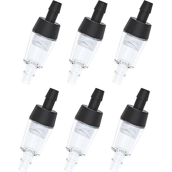 6 st Akvarium Envägs Backventiler Akvarium Luftpump Tillbehör, Svart