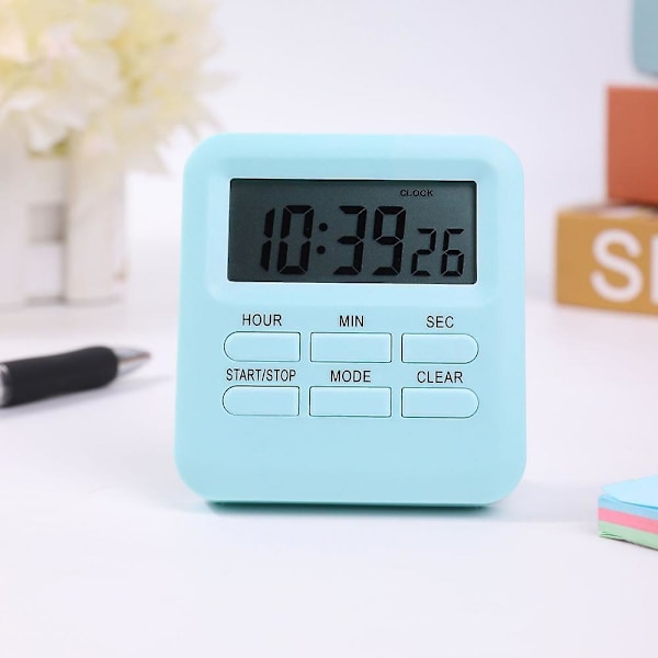 Digital Timer med Klokke/Vekkerklokke Funksjon 3 I 1, Magnetisk Kjøkkentimer, Nedtelling Stoppeklokke Timer, Tidsstyring For Kjøkken/Studie/Sport