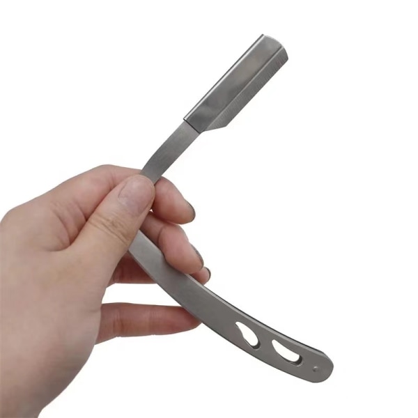 #Skäggtrimmer - 1st Silver Manuell Skäggtrimmer Herrskäggrakare med Trähandtag och Läderfodral Hårtrimmer#