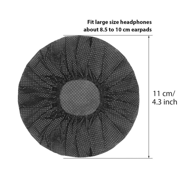 /#/100 kappaletta hygienisiä kertakäyttöisiä korvatyynyjen suojuksia kuulokkeiden korvatyynyjen suojuksia useimmille kuulokkeille, joissa on 10-12 cm:n korvatyynyt (musta)/#/