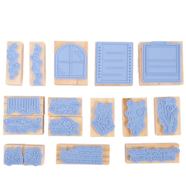 1 Ask Små Trästämplar Scrapbook Romantiska Stämplar DIY Hantverk Festtillbehör