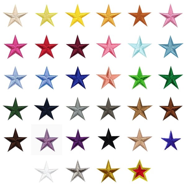 34 Pieces Stars Embroidery Iron-on Patch, Embroidery Sticker Iron