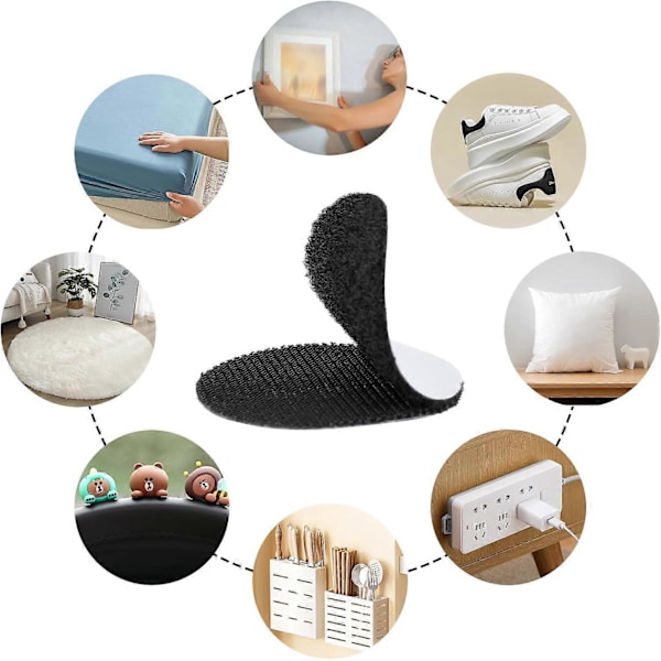 10 Stycken Runda Kardborreband Dubbelsidiga Extra Starka 5cm Självhäftande Kardborreband, Återanvändbara Självhäftande Runda Pads för DIY, Fotoram, Väggmontering