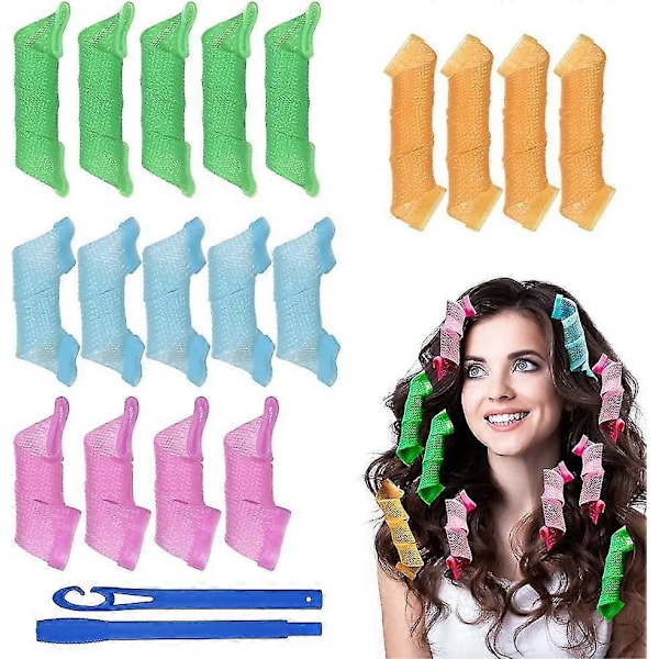 Hår Curlers Til Kort Hår, Ingen Varme Hårruller Spiral Curlers, 15cm/25cm Hår Curlers Styling Kit Med Styling Kroge, DIY Frisure Værktøjer Til Kvinder