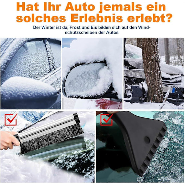 2 in 1 Auton Jäänraappa Harjalla, Auton Jäänraappa Jäänmurtajatoiminnolla, Vakaa Lumiharja, Säädettävä Pituus Tuulilasille, Takalasille ja Pyyhkijöille