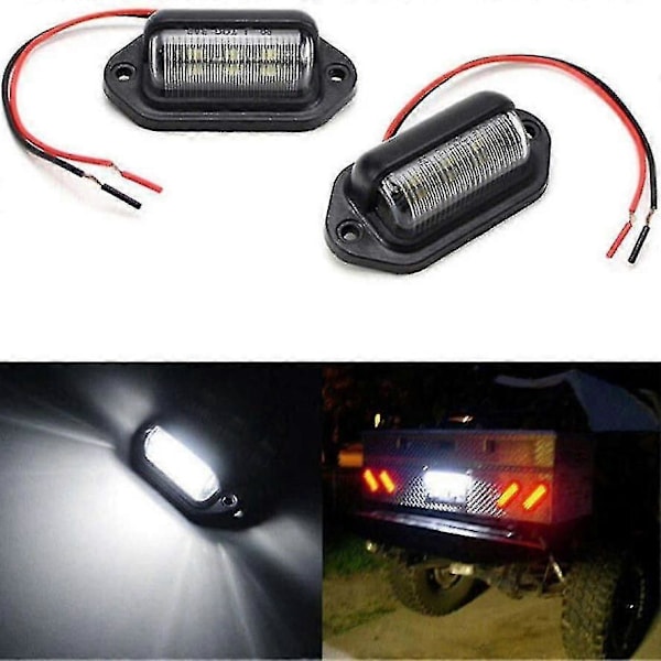 4 stk. 12V 6 Smd Led Ekstern Nummerplade Lys Vandtæt Nummerplade Lampe Baglygte Til Bil