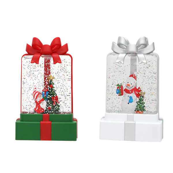 Julbelysning Klar Presentförpackning Form 3d Jultomte Snögubbe Träd Glitter Paljetter Romantisk Varm Belysning Skrivbordslampa Festtillbehör Present KaesiD