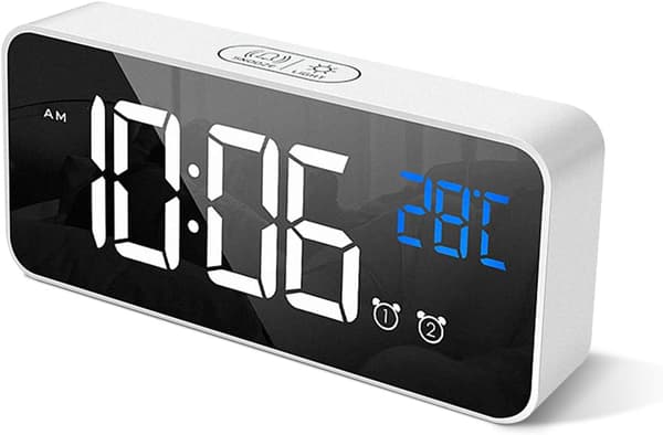*Digital väckarklocka med stor LED-temperaturdisplay, bärbar*