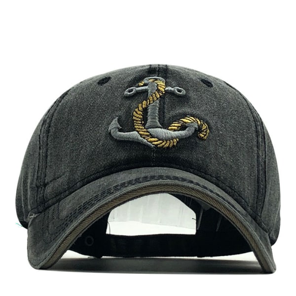 Båtanker Broderte Denim Baseball Retro Hat (svart)