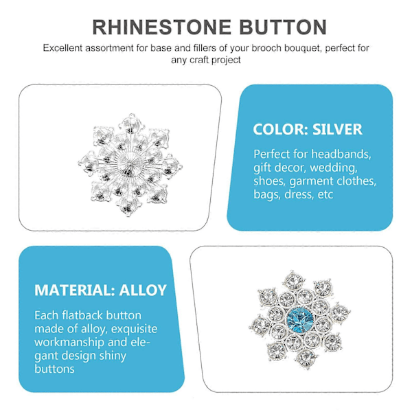 30 stk. krystall snøfnuggpynt Rhinestone Applique for knapper brosjer