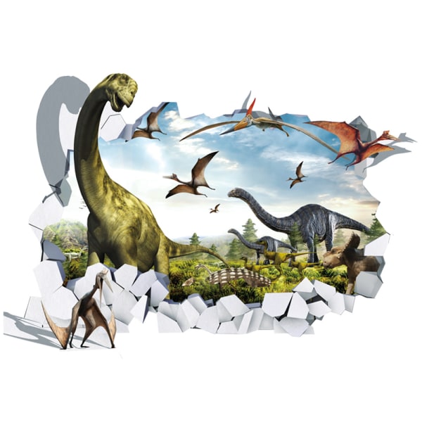 3D vægklistermærker brudt væg dinosaur stue soveværelse de