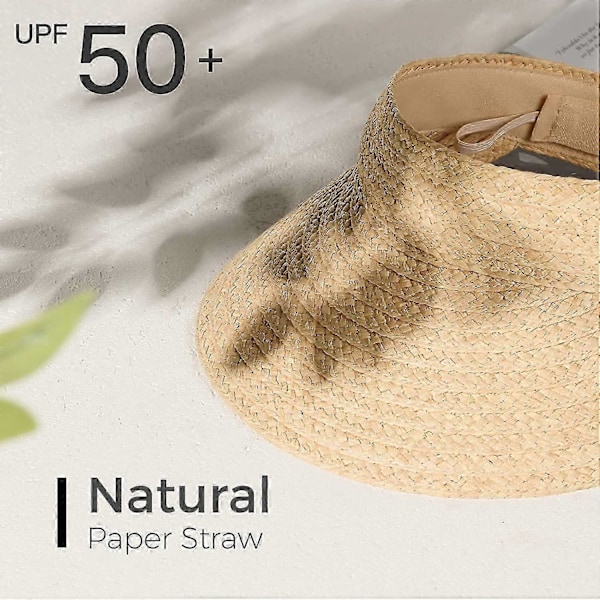 Solhatt för kvinnor, hopfällbar solhatt, sommarhatt för hästsvans, strandhatt