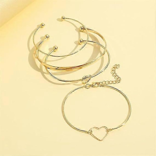 Legerings diamantknutet armband set kreativt hjärta ins dubbel kärlek geometriskt armband 4-delars set