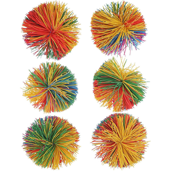 6 stk. 6 cm Farverig Silikone Koosh Bold Hoppende Fluffy Jongleringsbold Sensorisk Fidget Stress Relief Legetøj (Tilfældig Farve)