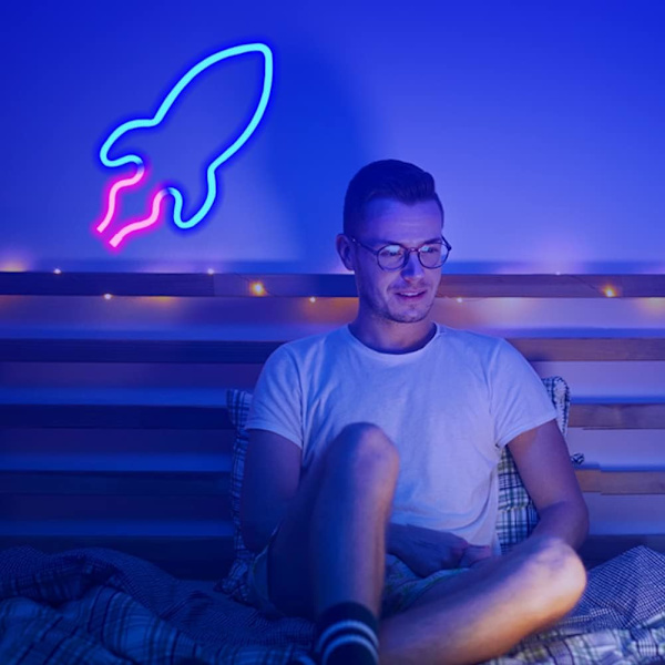 Raket Neonljus, LED Neon Skylt Neon Skyltar Ljusskyltar, USB