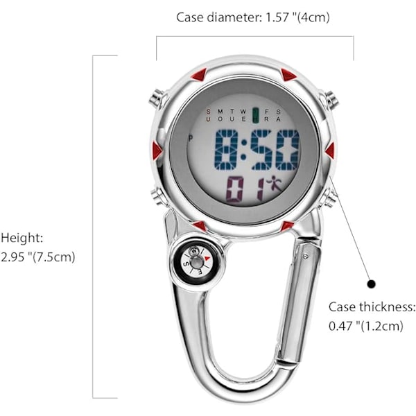 Kompas Karabiner Klok Kvinder Mænds Ur Multifunktionel Dial Bærbar