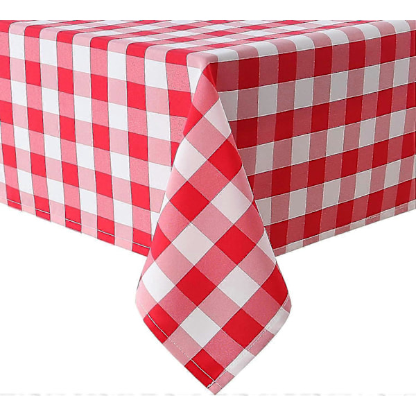 Rutig Rektangulär Duk - Fläckresistent, Vattentät och Skrynkelfri Tvättbar Bordsduk för Matsal, 137 x 274 cm, Röd och Vit