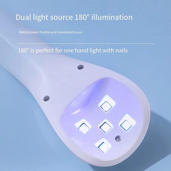 Negletørkerlampe, Bærbar 5W LED UV Gel Neglelampe, Profesjonell
