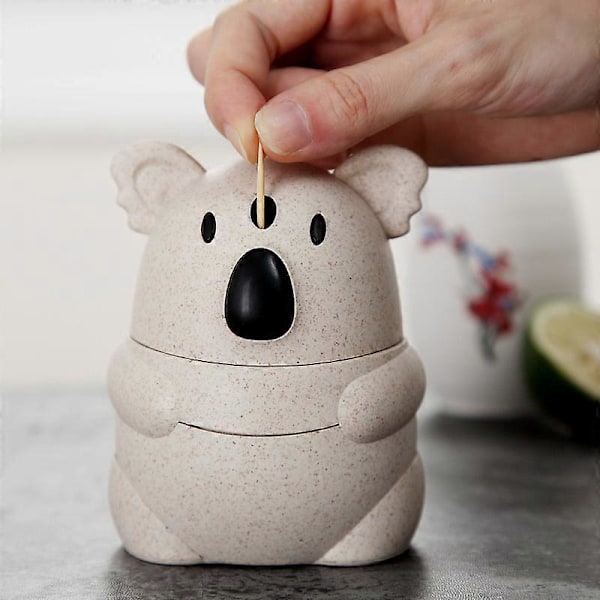 Tecknad tandpetarburk, automatisk tryck tandpetarlåda, koala tandpetarhållare