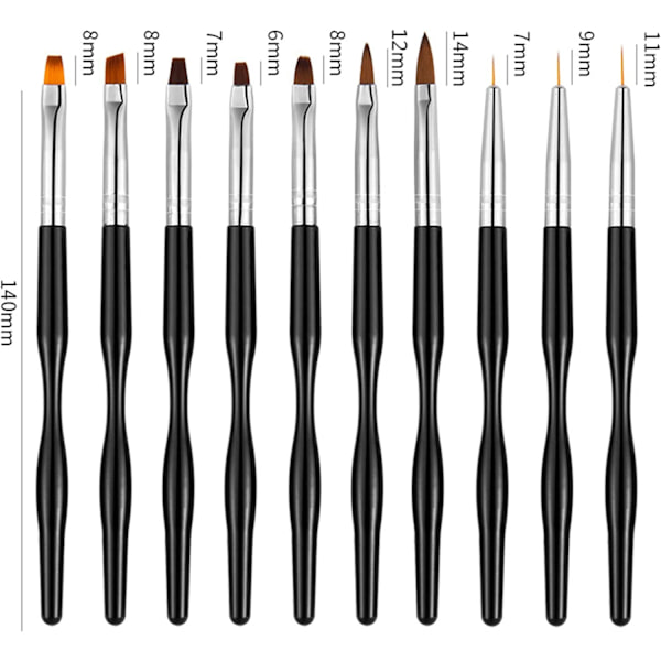 *Nagelkonstborste Nagel, 10 st Nagelborstar för UV Gel Nagelkonst Tips*