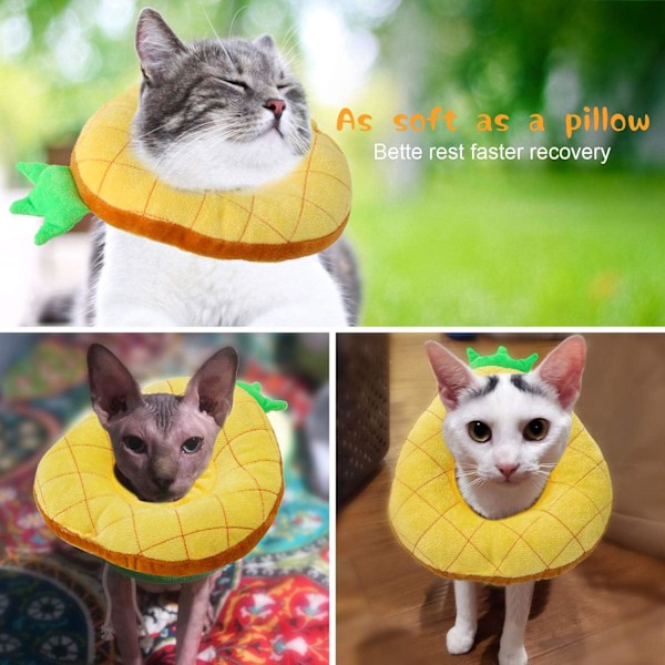 *Katt räddningskrage - Söt ananas hals kattkon efter operation, justerbar kattkrage, kirurgisk återställningskrage, lämplig för kattungar och katter*