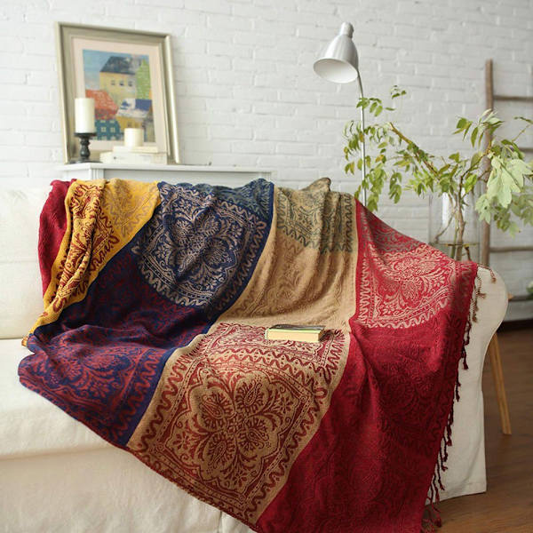 #Sengetæppe Chenille Kasttæppe, Jacquard Kvaster Kasttæppe#