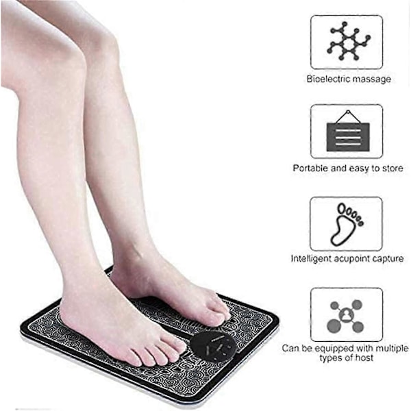 EMS Fotmassage USB Uppladdningsbar Elektrisk Fotstimulator Massageapparat, Bärbar Massagefotmatta