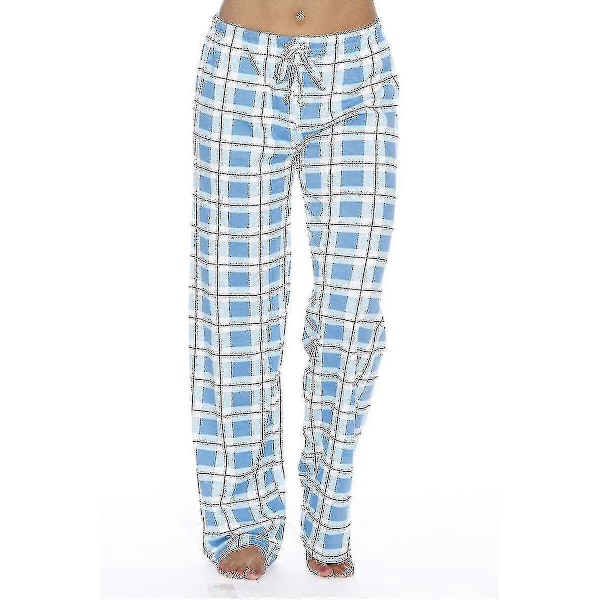 Dames Pyjamasbukser med Lommer, Bløde Flanel Check Pyjamasbukser til Kvinder