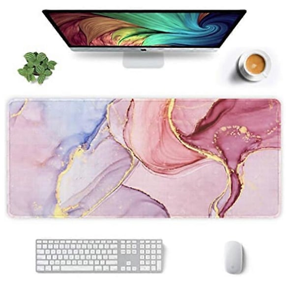 Stor Gaming Musematte, Tastatur Håndleddsstøtte & Musematte Sett med Håndleddsstøtte, Sydd Kant, Utvidet, Sklisikker Base, Memory Foam, Multifunksjonelt Skrivebord