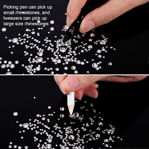 2000 Styk Flade Bagside Ædelstene Rhinestones 6 Størrelser (1,5-6 mm) Runde Krystal Rhinestones med Opsamlingspincet og Rhinestones Samlepen til Håndværk Negle C