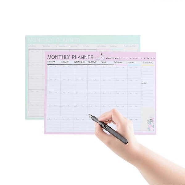 20 ark månedlig planlægger kalender skema organizer agenda skema organizer notesbog (pink grøn blandet)