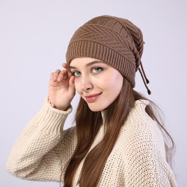 #Stickad mössa med pompom hjort fläta vintermössa fläta hål stickad mössa#