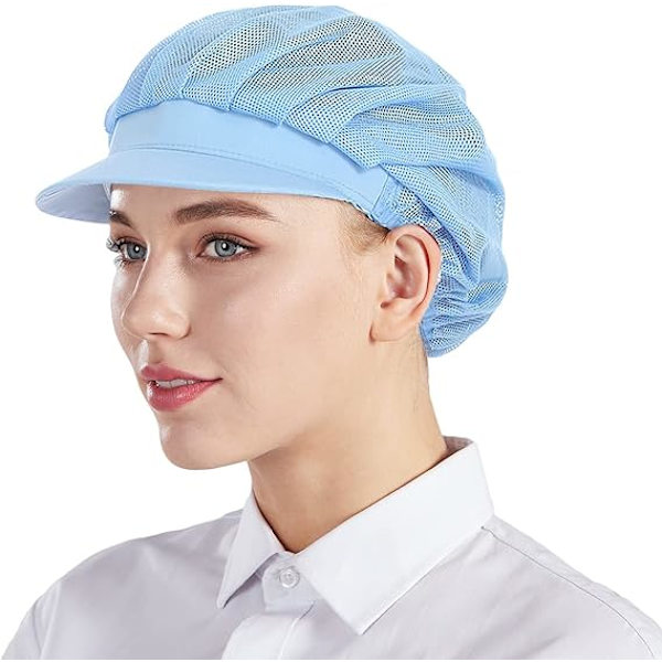3 Pak Mesh Kokkehatte - Blå, Unisex Køkkenhatte med Mesh, Arbejde