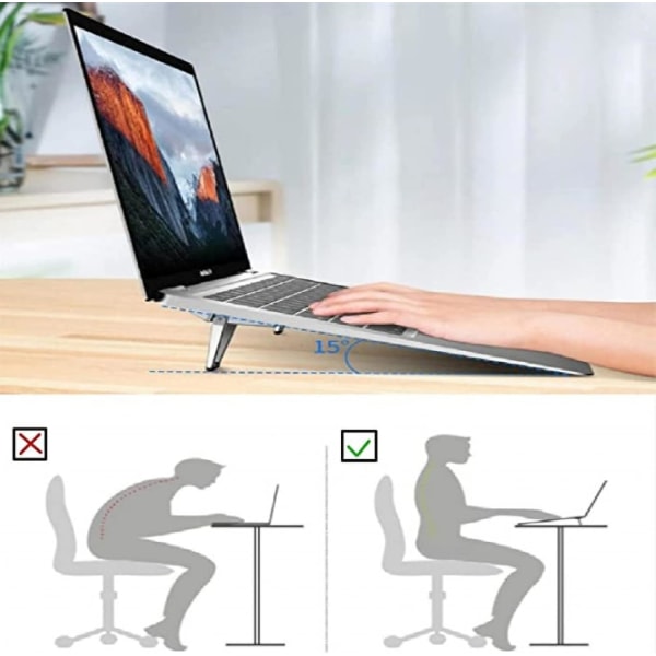 Foldbar metal laptop-stander passer til de fleste bærbare computere og tastaturer (to