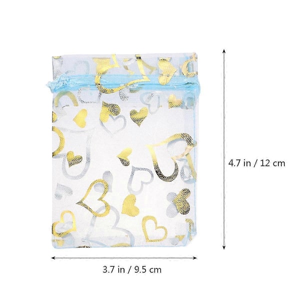 50 kpl Organza Kiristysnyöripusseja Karkkiverkkopusseja Lahjapusseja Sydänkuvio Lahjapussi Lapsille (taivaansininen)