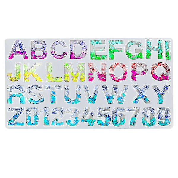 26 Store Bogstaver Resin Silikoneform Bogstav Epoxyform DIY Smykkefremstilling Tilbehør Digital Sukkerkageform