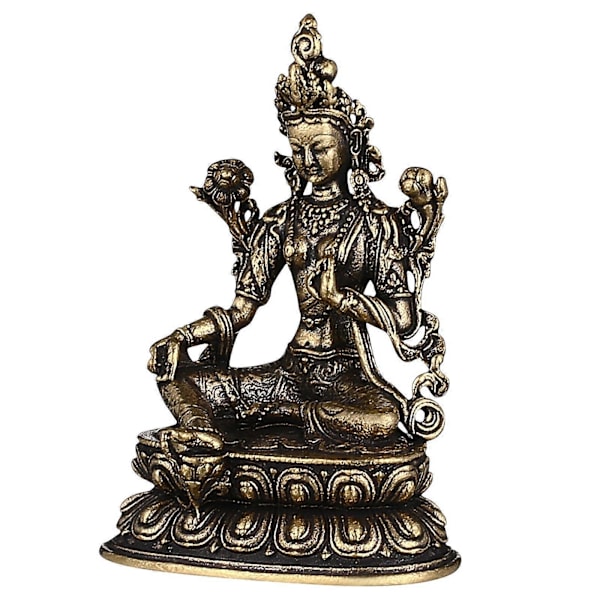 Tara Buddha Staty Figur Buddha Retro Mässing Buddhistisk Statyett för Tempel