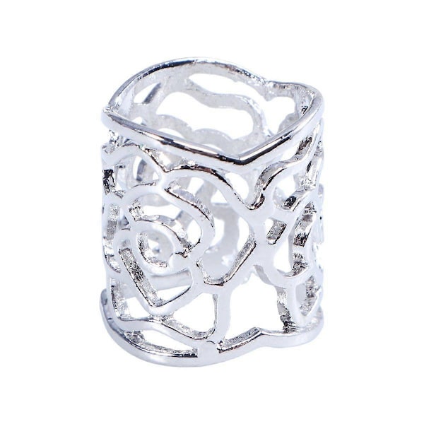 Hål Ros Halsduksring Spänne Slide Tub Halsduk Smycke (Silver)