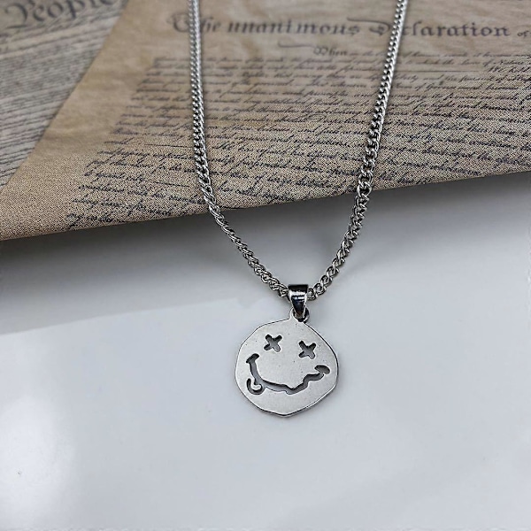 Goth Smiley Face Anheng Halskjede Rosa Kule Smile Halskjeder For D