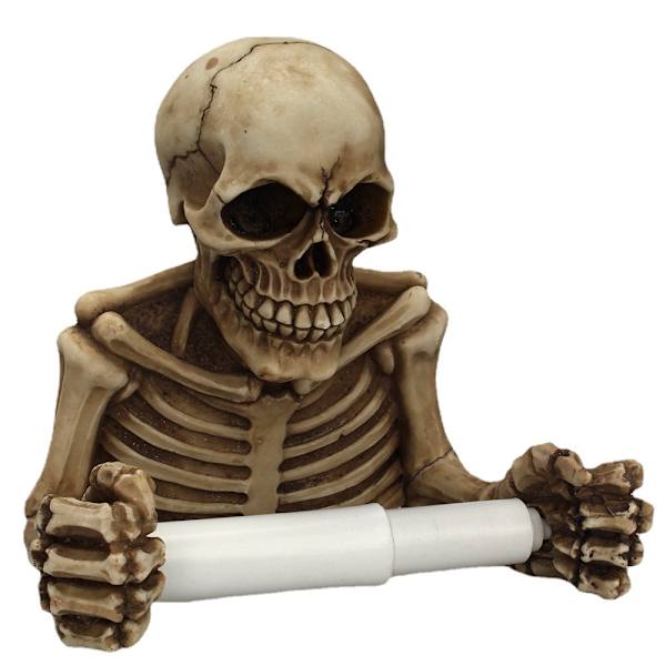 Seinäkiinnitteinen paperipidike koristeena, Resin Skull Toilet Pa