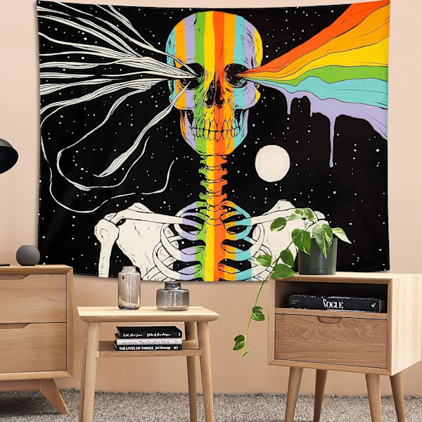 Skalle Tapestry Tarot Skelet Væghængende Stjernetæppe H