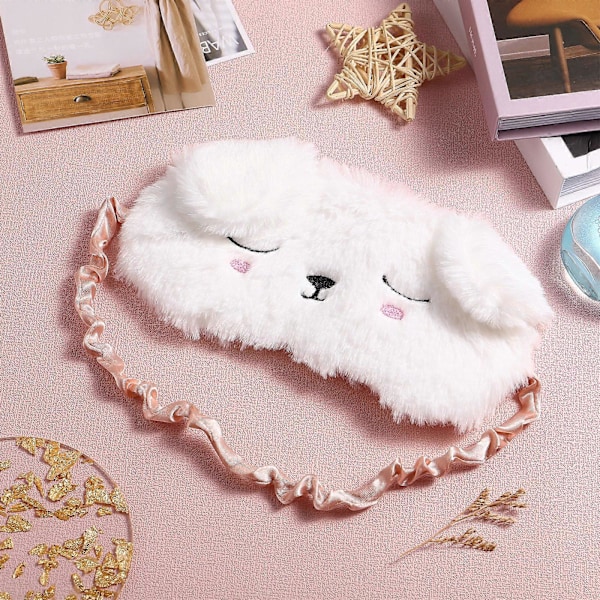 1 st Plysch Ögonmask Sovmask Siden Satin Ögonbindel Härlig Hunddesign Sovmask för Hemresa